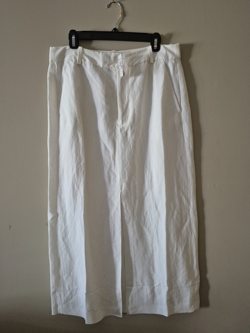 Madewell White Linen-Blend Midi Pencil Skirt